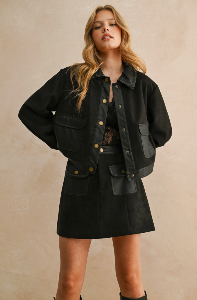 Contrasted Button Front Jacket