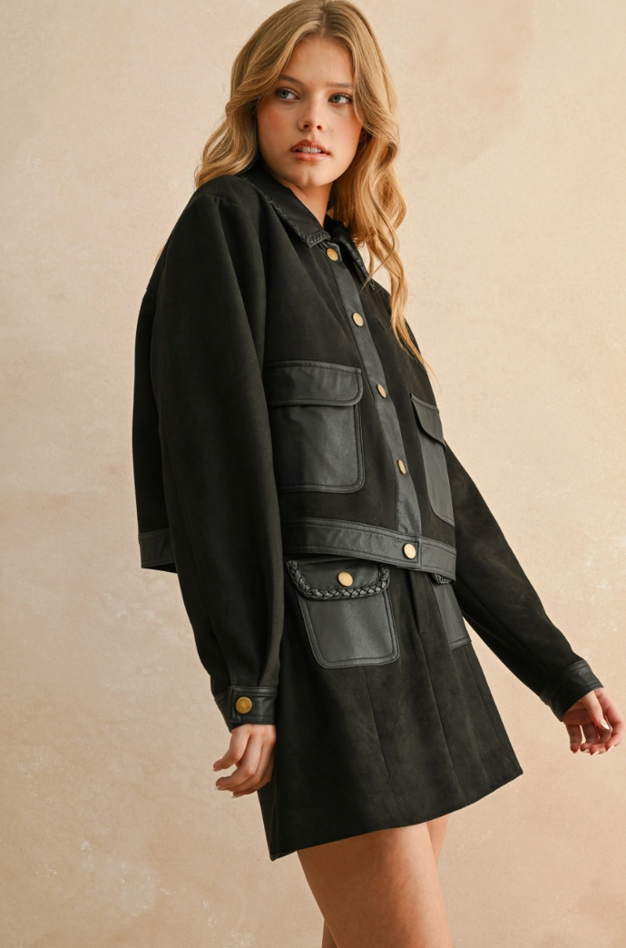 Contrasted Button Front Jacket