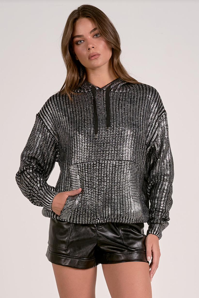 Metallic Hooded Sweater