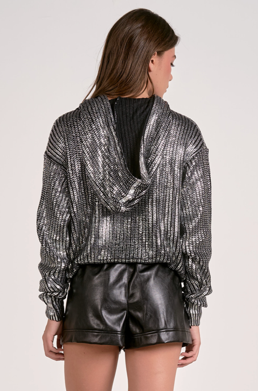 Metallic Hooded Sweater