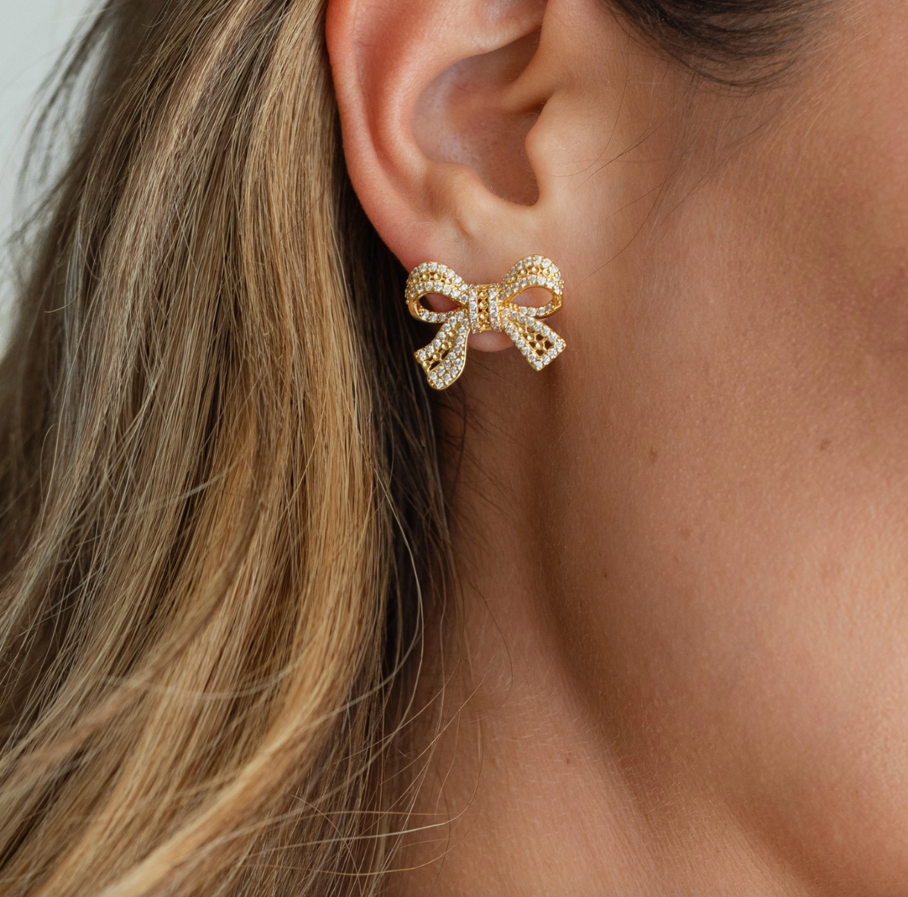 Pave Bow Stud Earrings