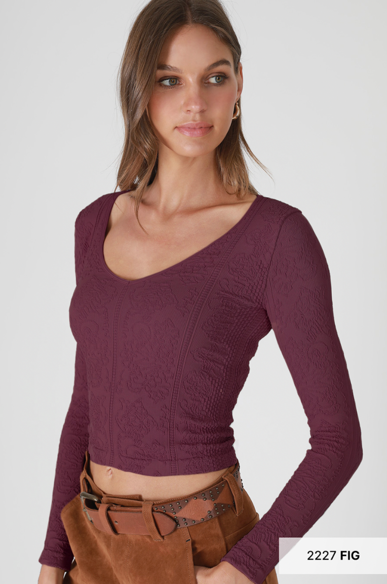 Textured V-Neck Top