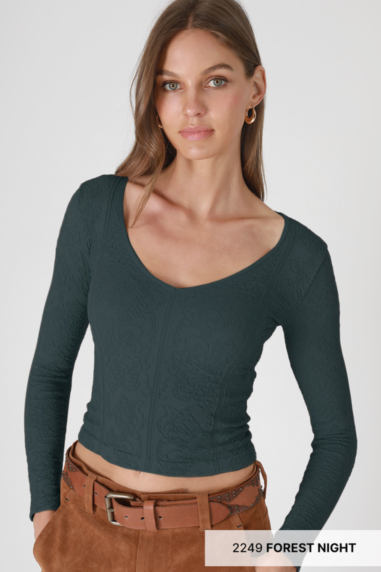Textured V-Neck Top