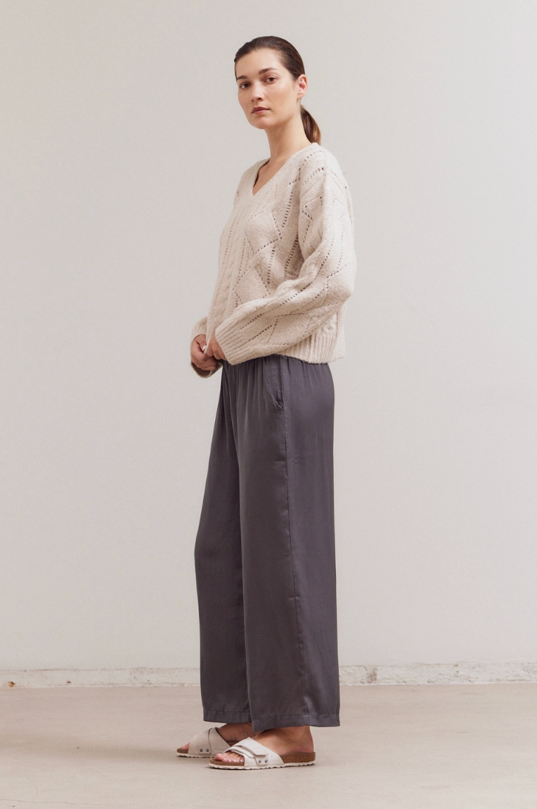 V Neck Cable Sweater