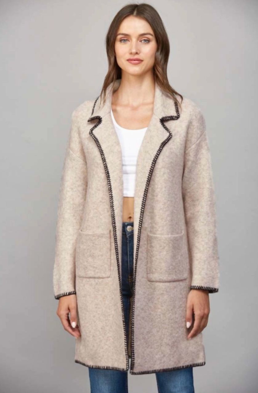 Whipstitch Notched Collar Jacket