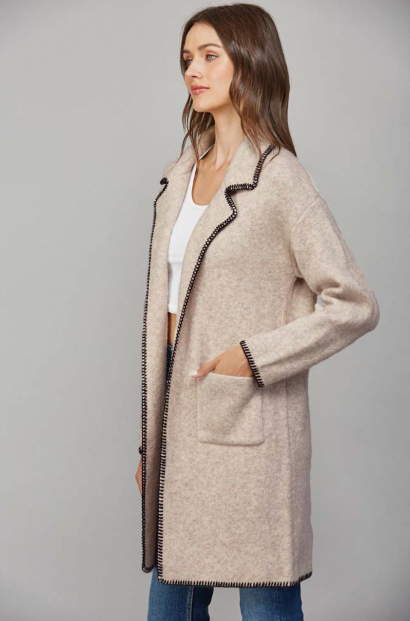 Whipstitch Notched Collar Jacket