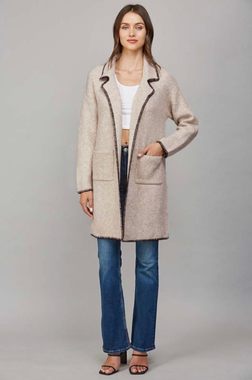 Whipstitch Notched Collar Jacket