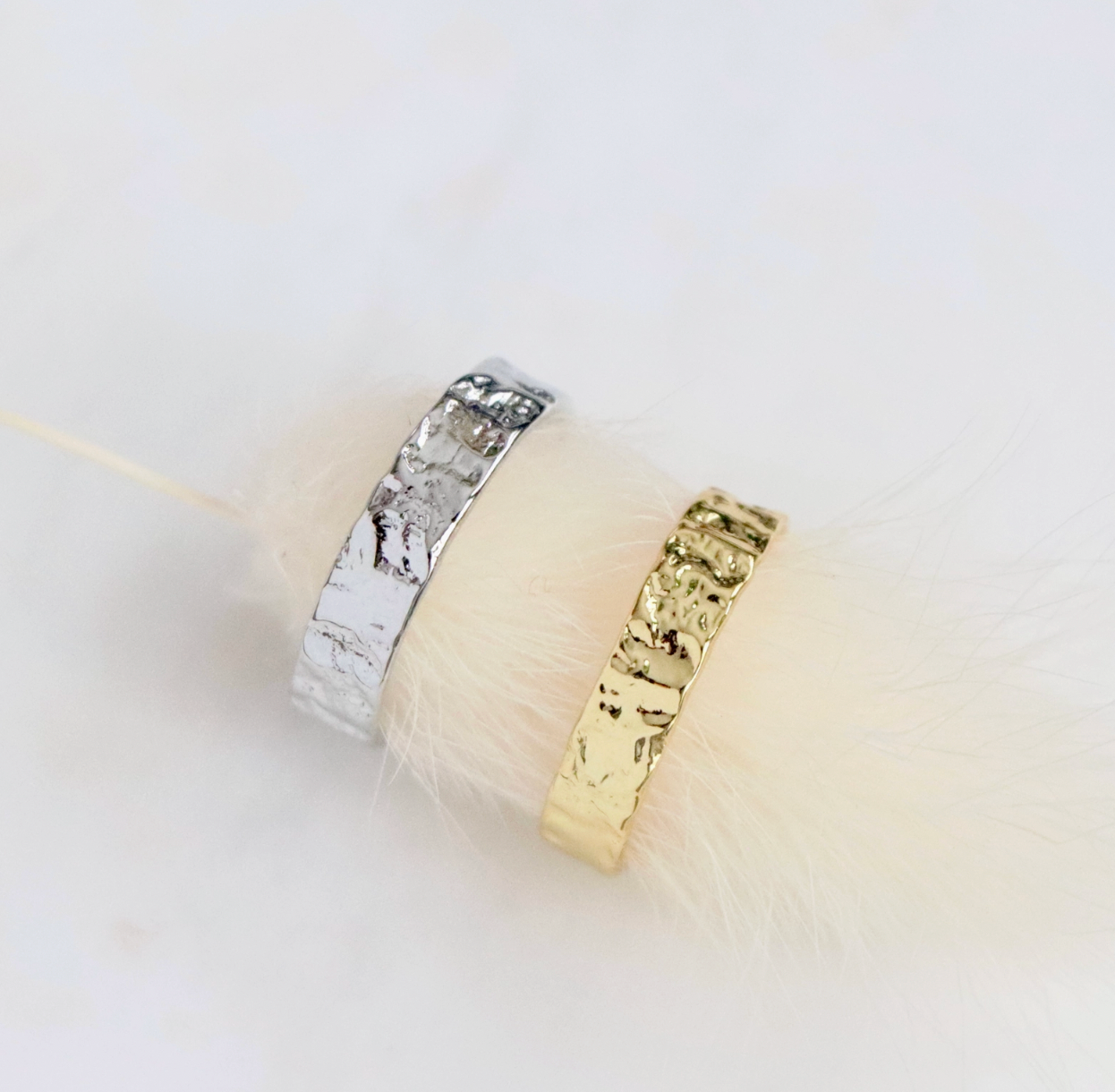 Thin Hammered Cuff Adjustable Ring