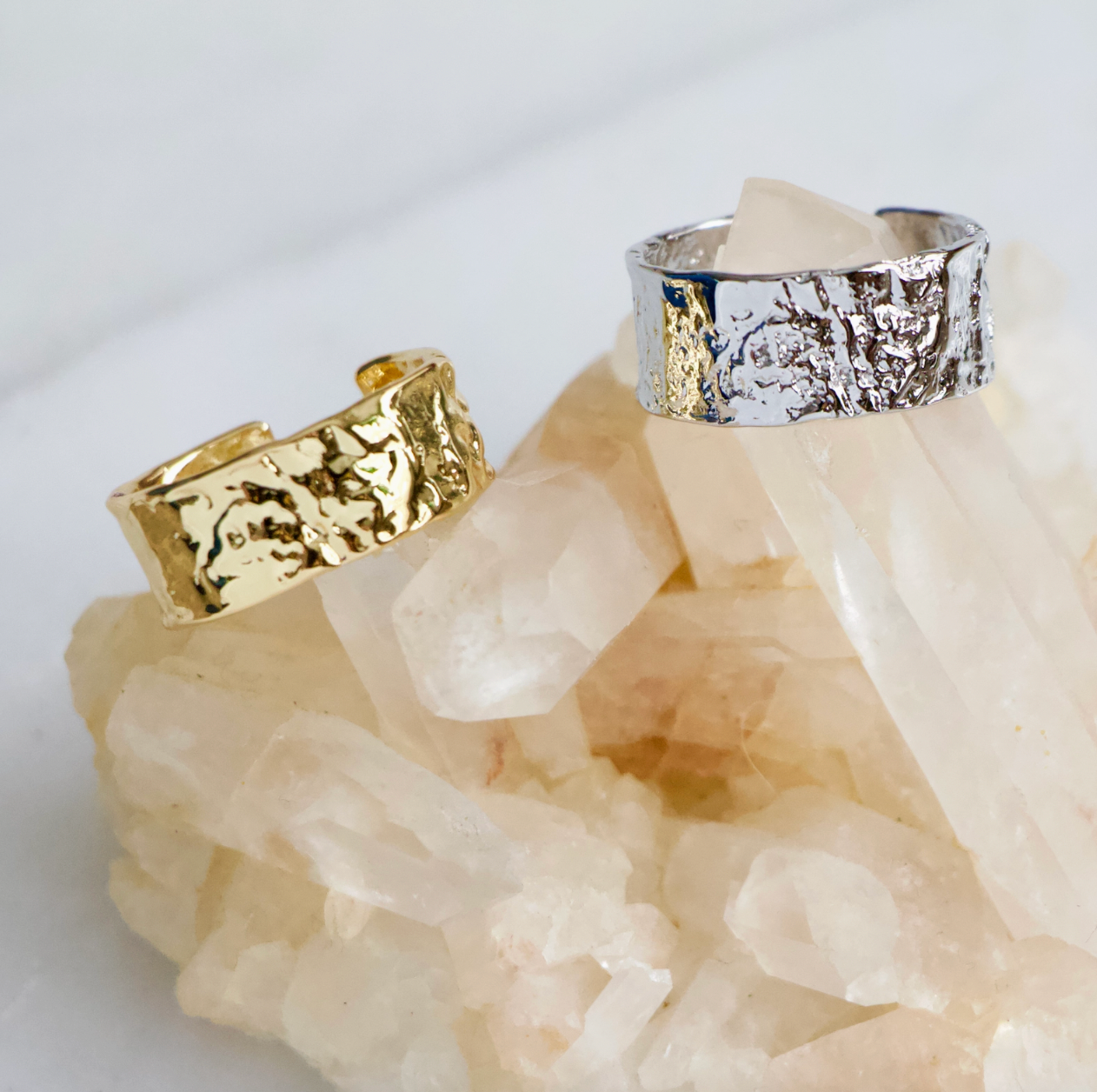 Hammered Cuff Adjustable Ring