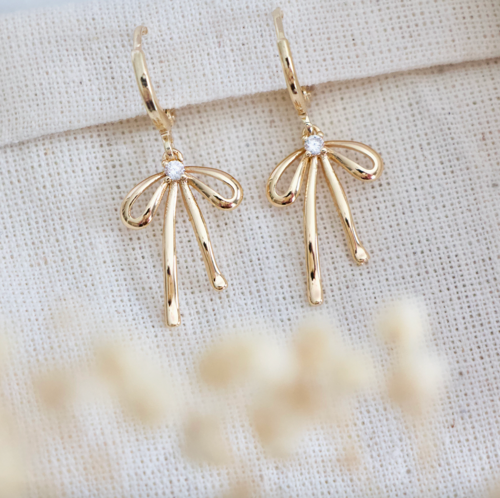 Cz Bow Huggie Earrings