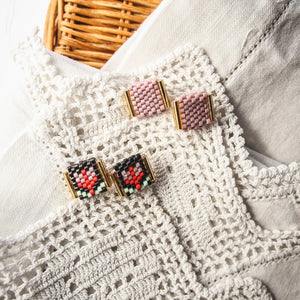 Beaded Handwoven Tulip Stud Duo