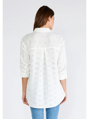 Floral Embroidered Button Down Blouse