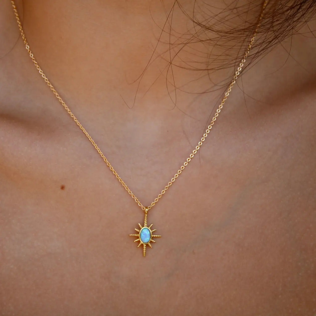 Dainty Blue Opal Pendant