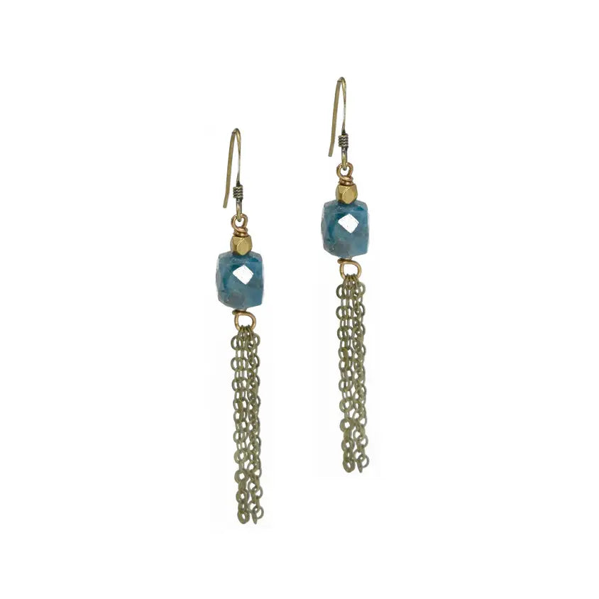 Blue Apatite Tassel Earrings