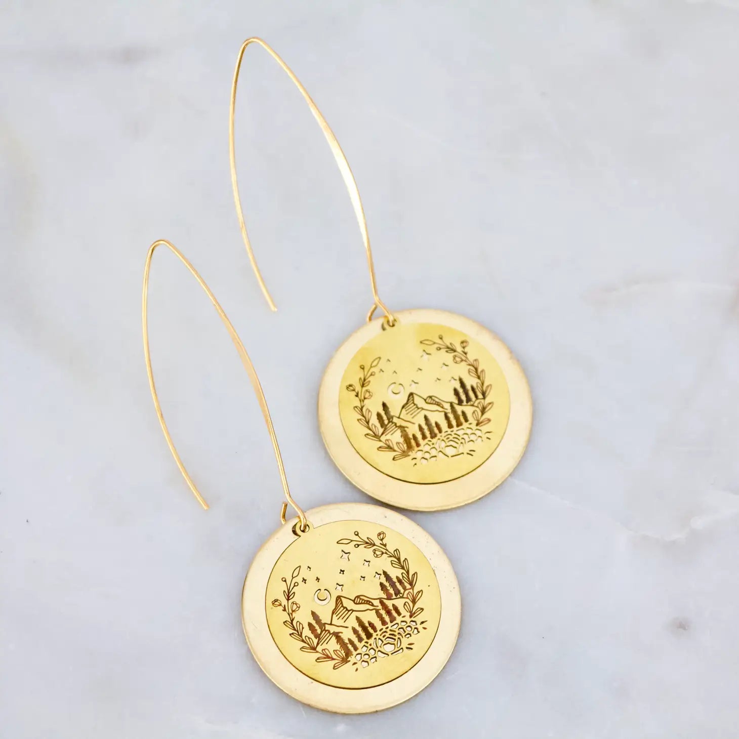 Mountain Coin Drop Earrings