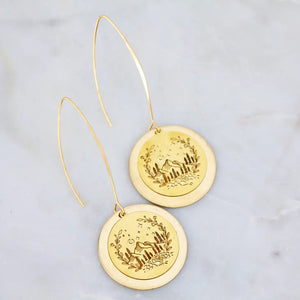 Mountain Coin Drop Earrings