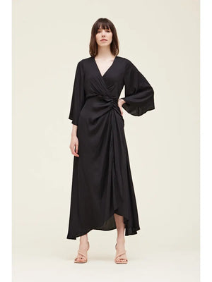 Side Gathered Satin Dress