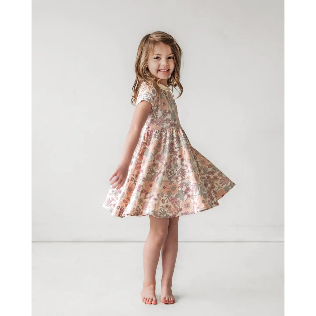 Vintage Floral Collar Twirl Dress