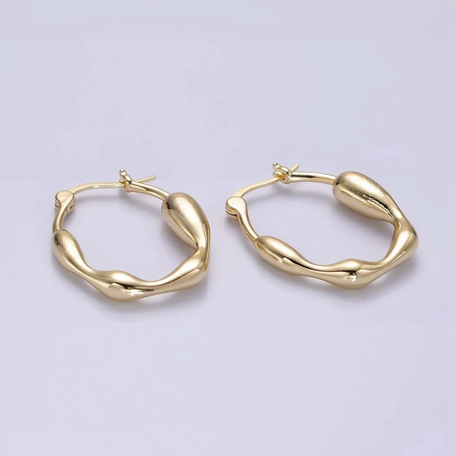 Gold Filled Molten Drip Hoop Earrings