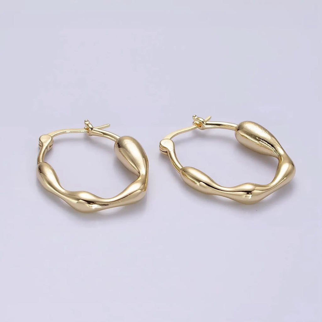 Gold Filled Molten Drip Hoop Earrings