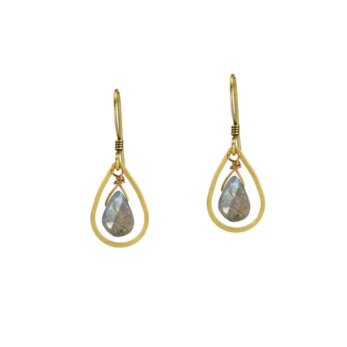 Labradorite Dainty Teardrop Earrings