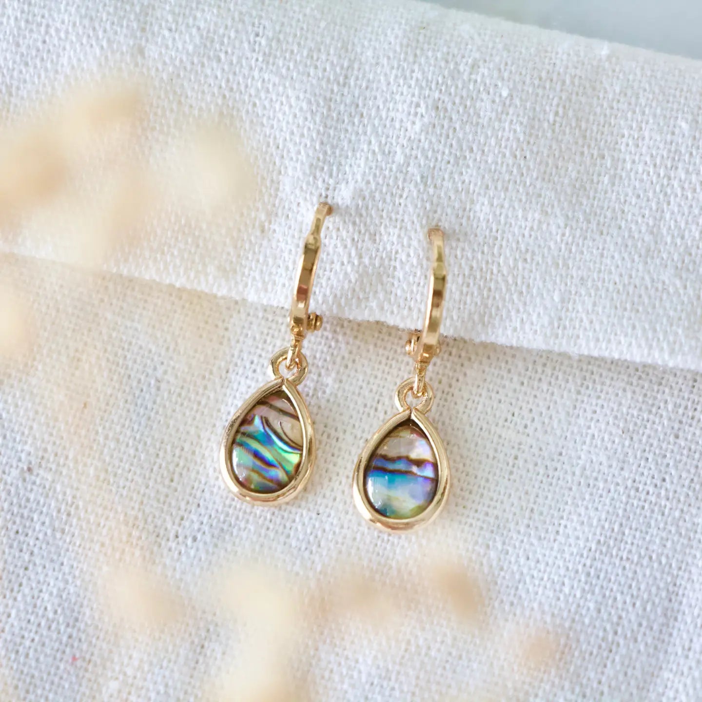 Abalone Teardrop Huggie Earrings