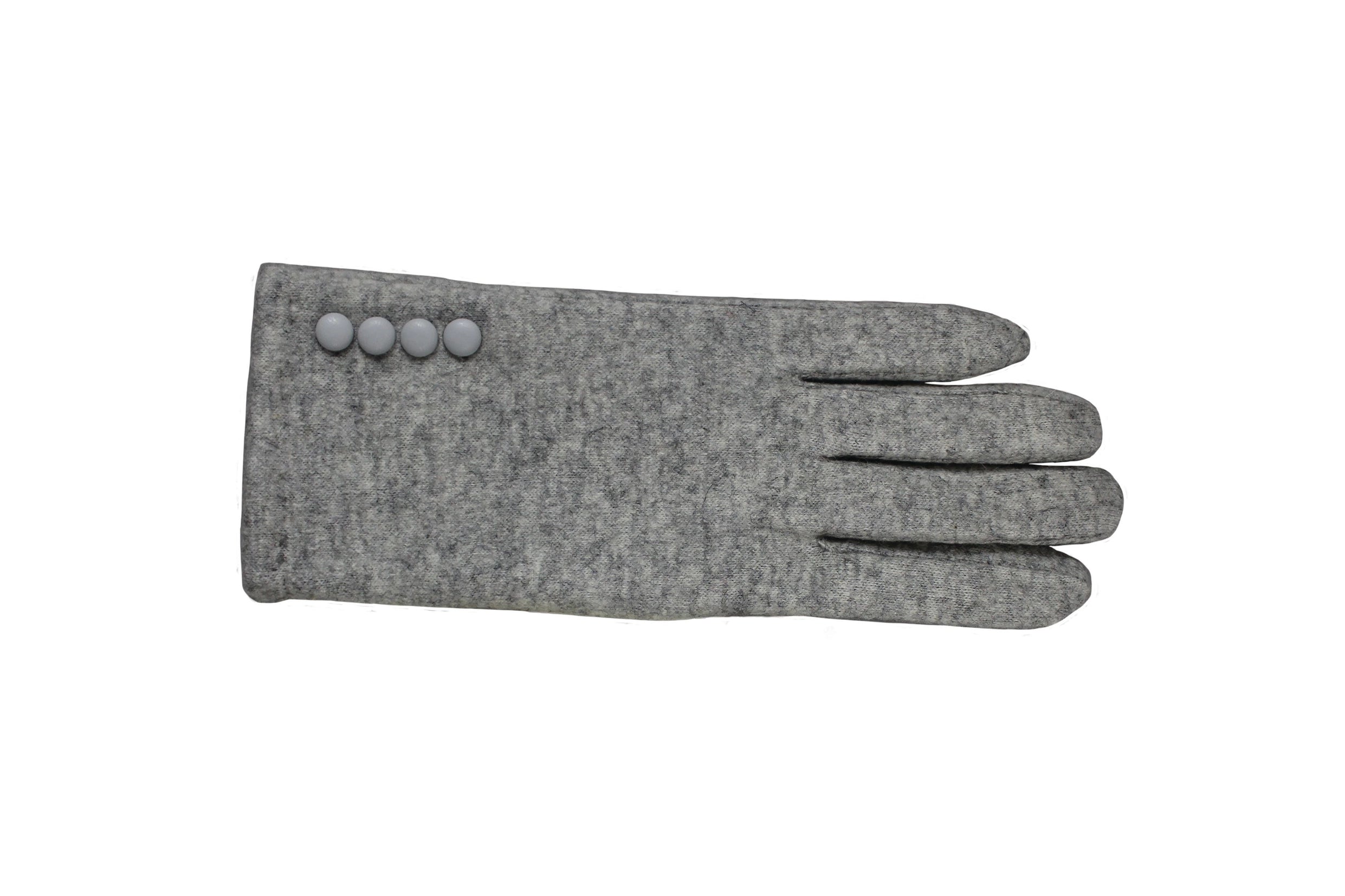 Button Lined Wool Gloves