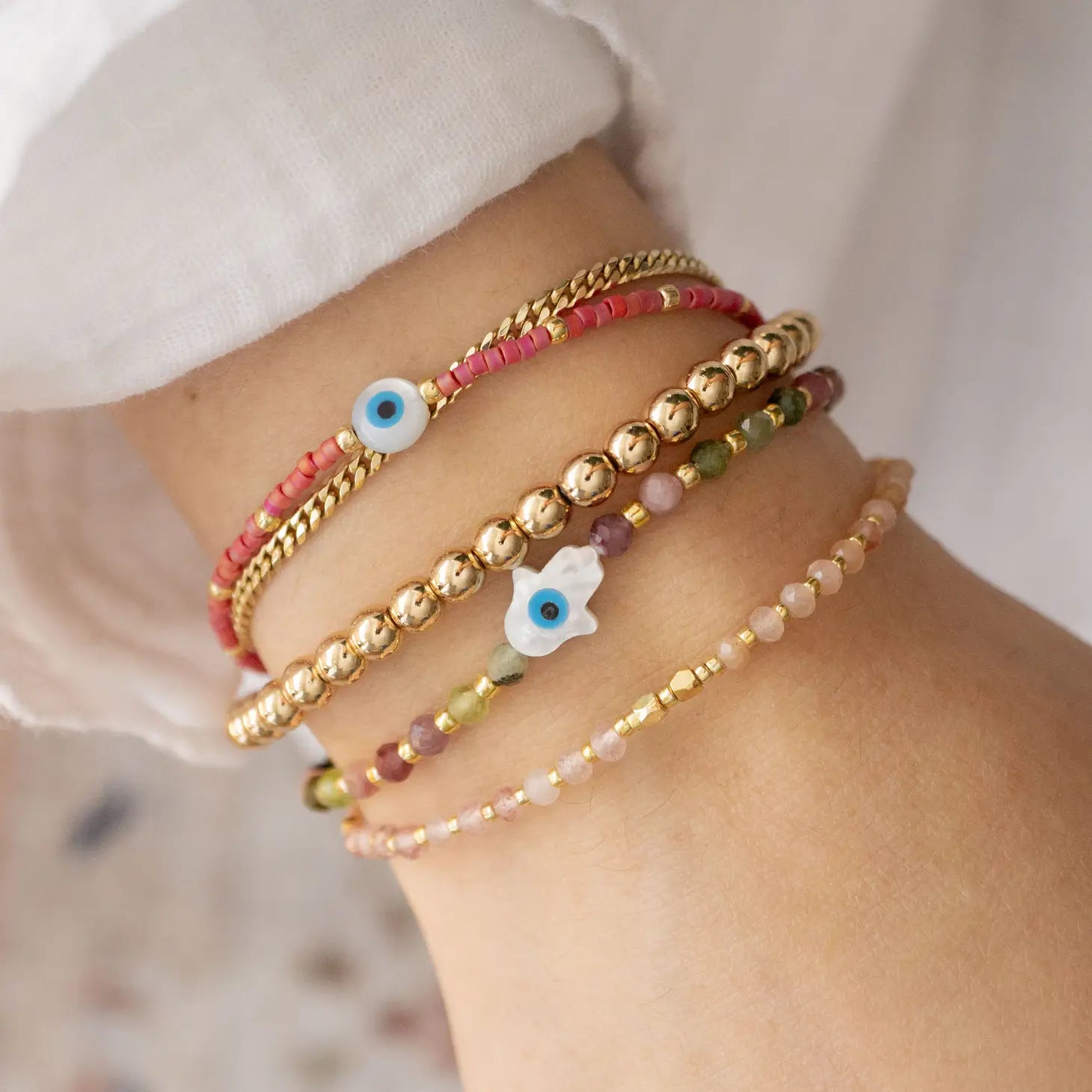 Hamsa Gemstone Bracelet