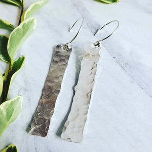 Sterling Hammered Bar Earrings