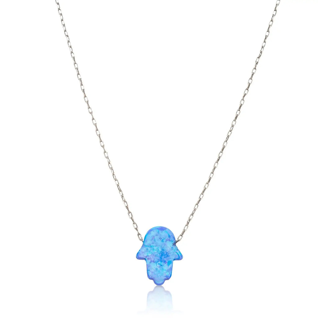 Blue Opal Hamsa Necklace