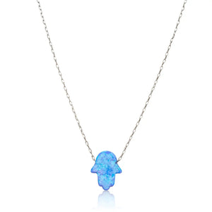 Blue Opal Hamsa Necklace