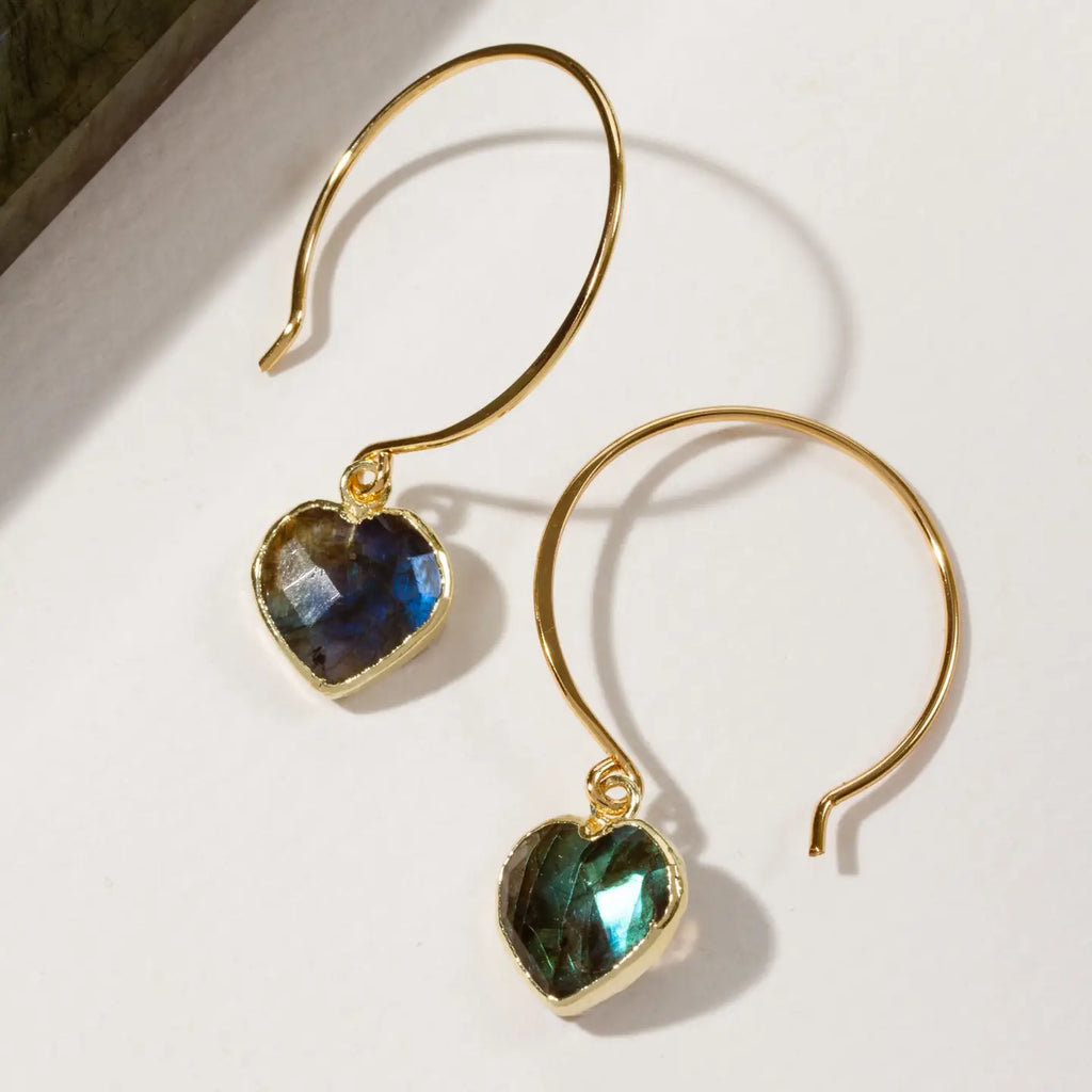 Labradorite Conversation Heart Earrings