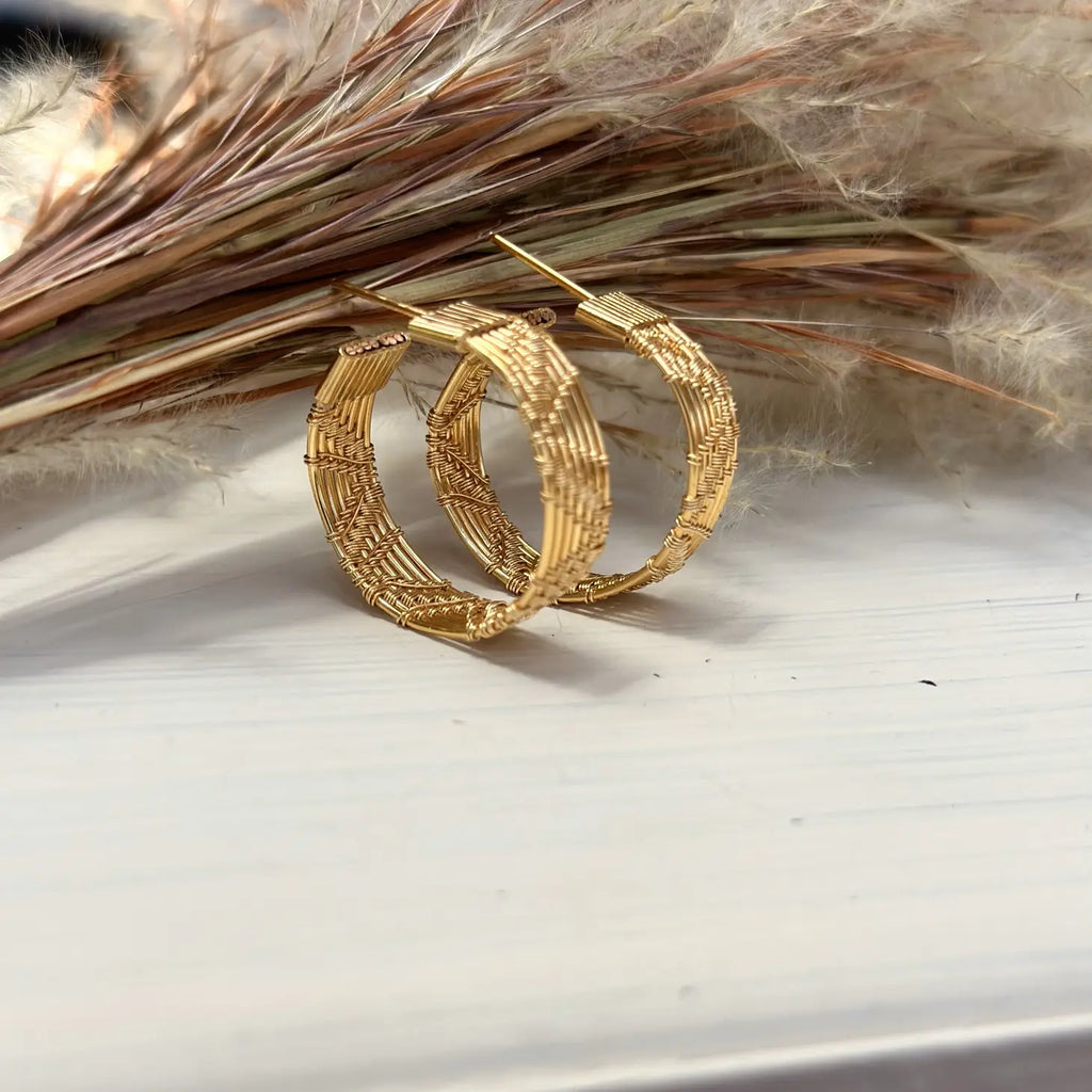 Handwoven Wire Small Everyday Hoop Earrings