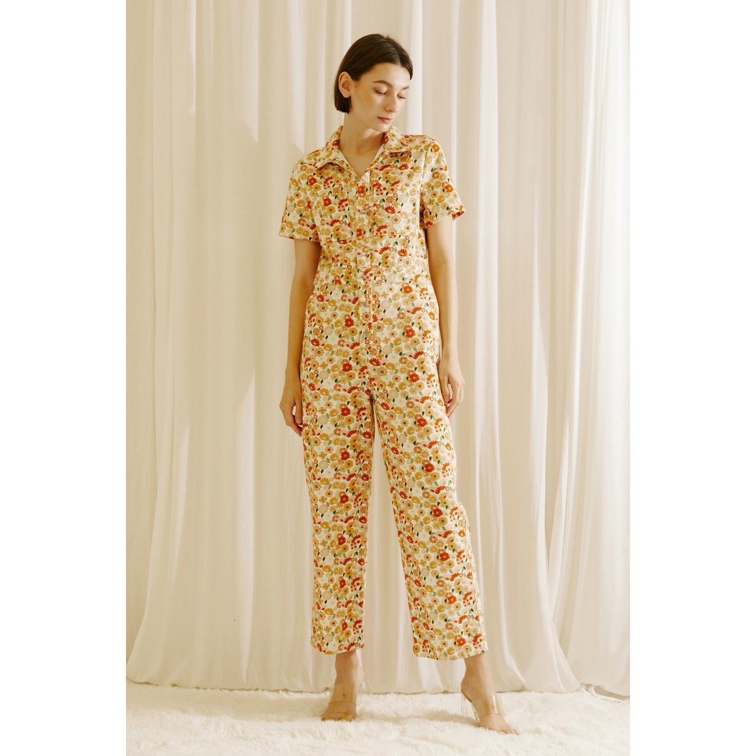 Floral Short Sleeve Jumpsuit