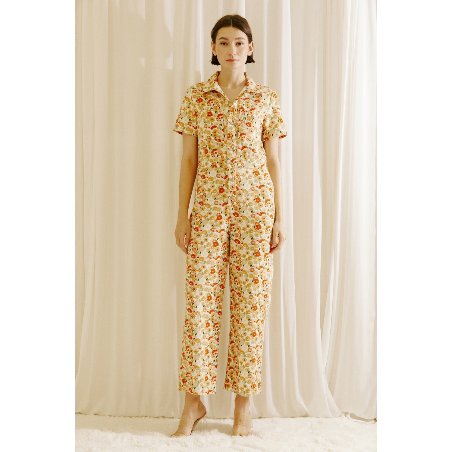 Floral Short Sleeve Jumpsuit