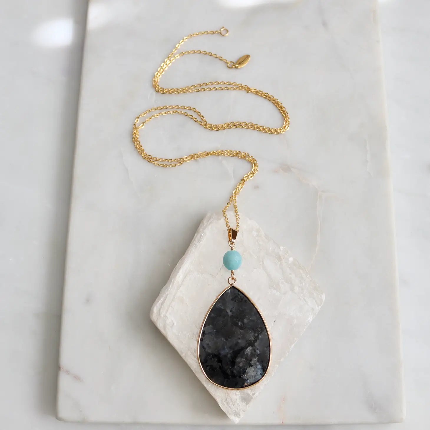 Labradorite and Amazonite Long Necklace
