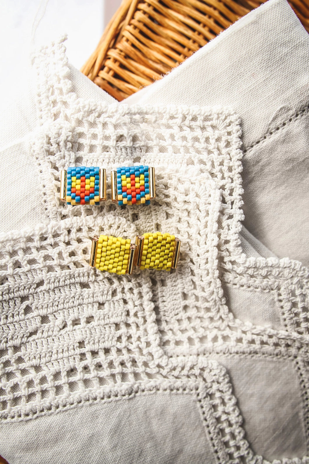 Beaded Handwoven Tulip Stud Duo