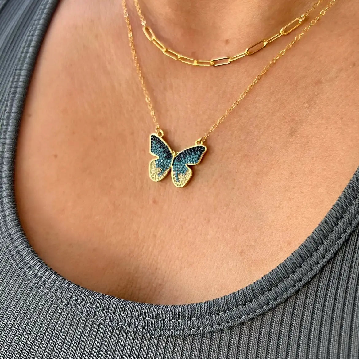 Maya Pavé Butterfly Necklace