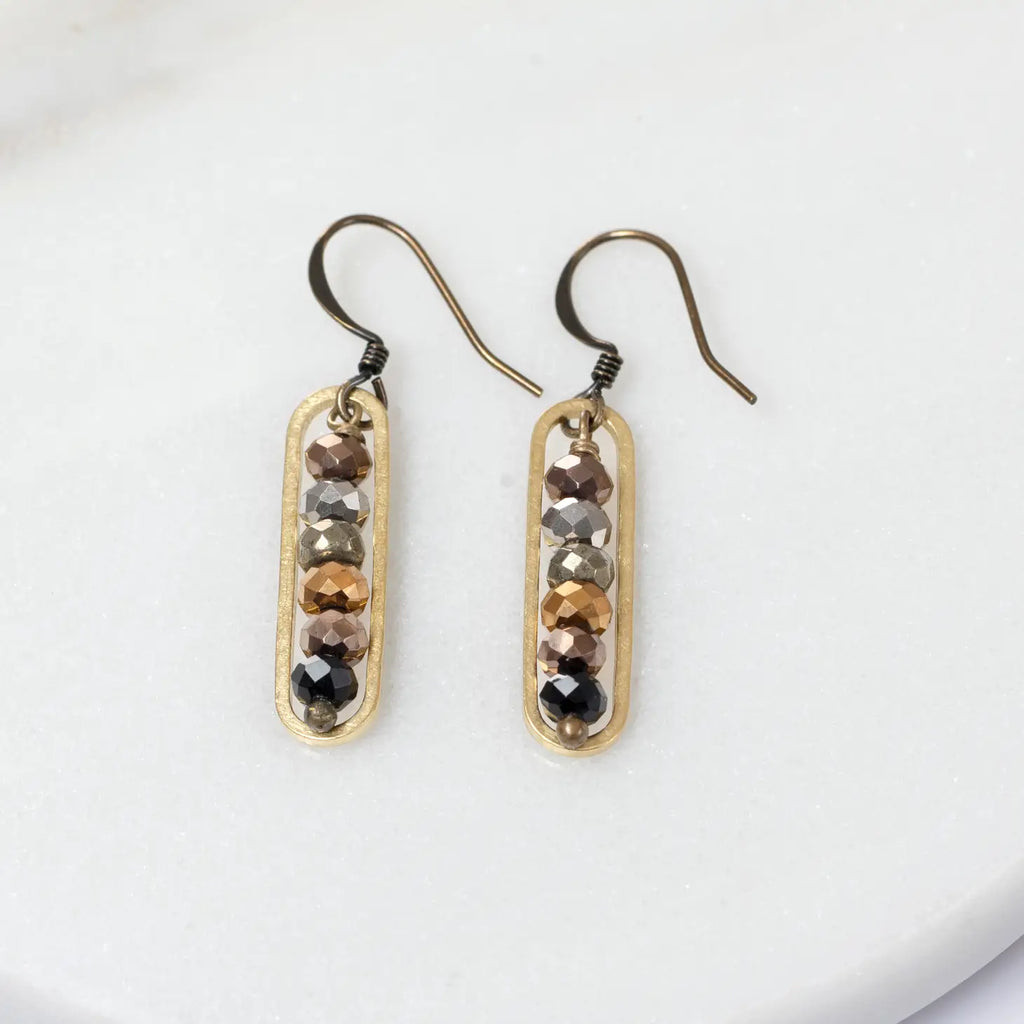 Metallic Crystal Peapod Earrings