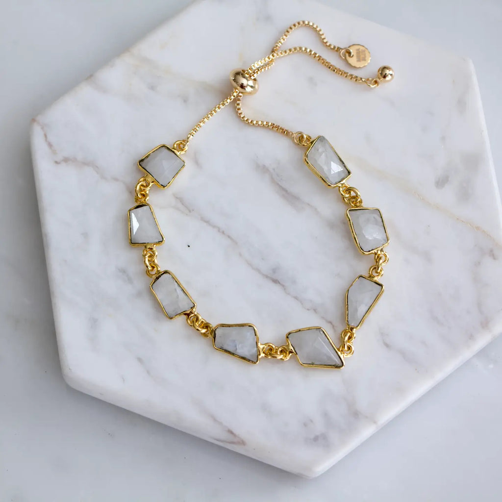 Moonstone Chain Adjustable Bracelet