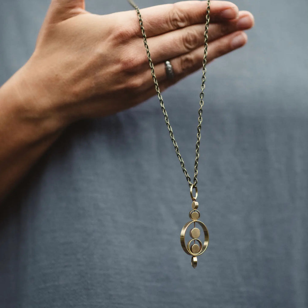 Kinetic Brass Circle Necklace