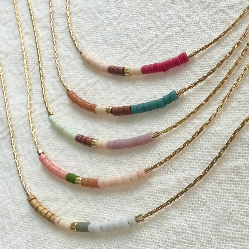 Springtime Minimalist Beaded Necklace