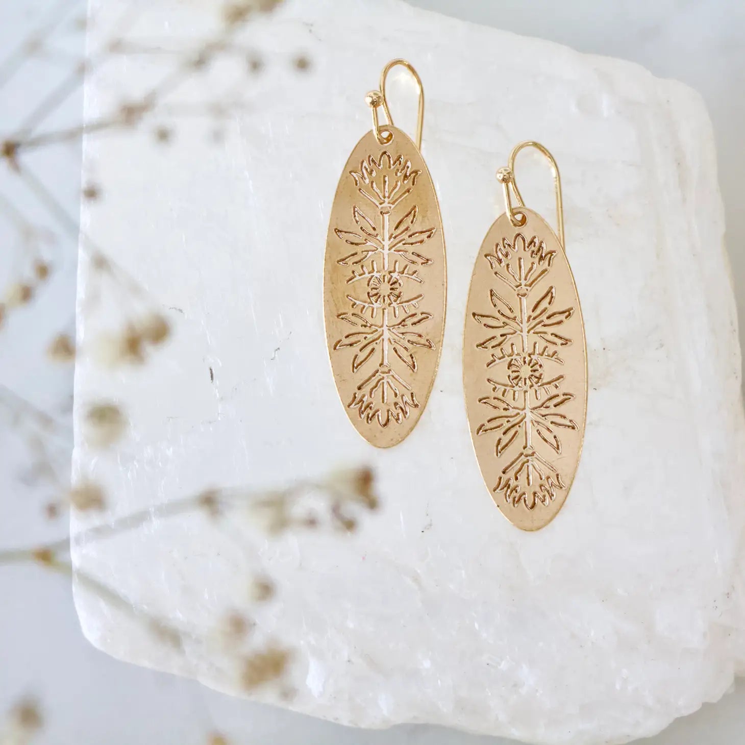 Oval Wild Flower Earrings