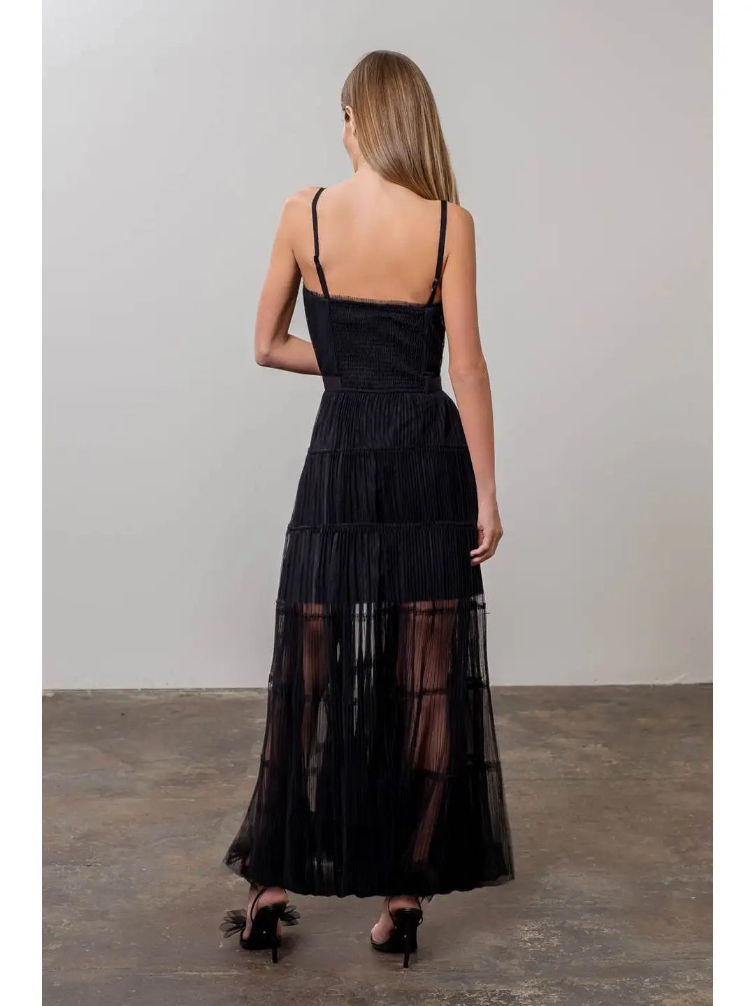Pleated Tulle Tiered Dress