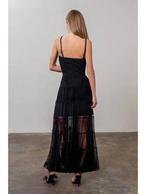 Pleated Tulle Tiered Dress