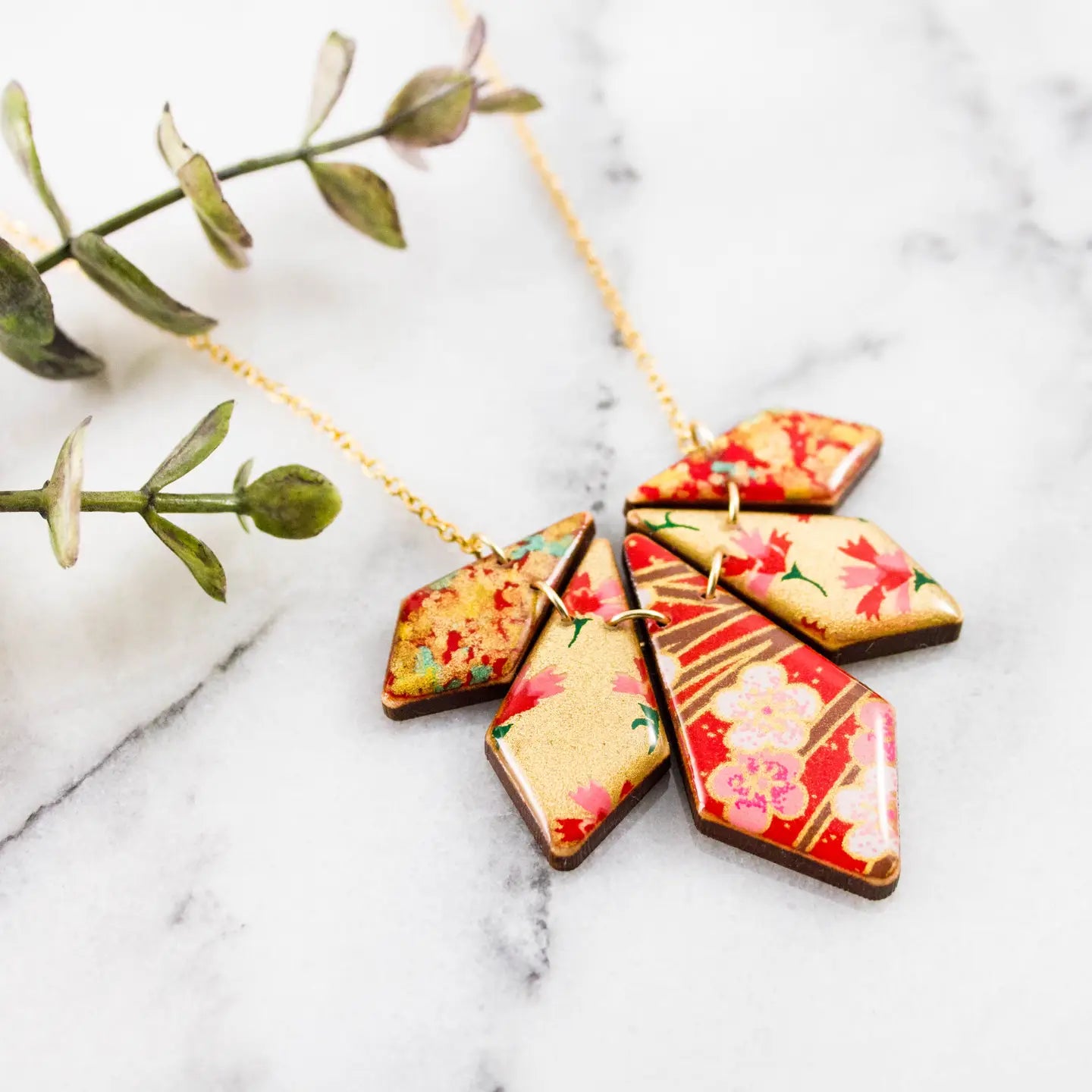 Japanese Geometric Petal Necklace