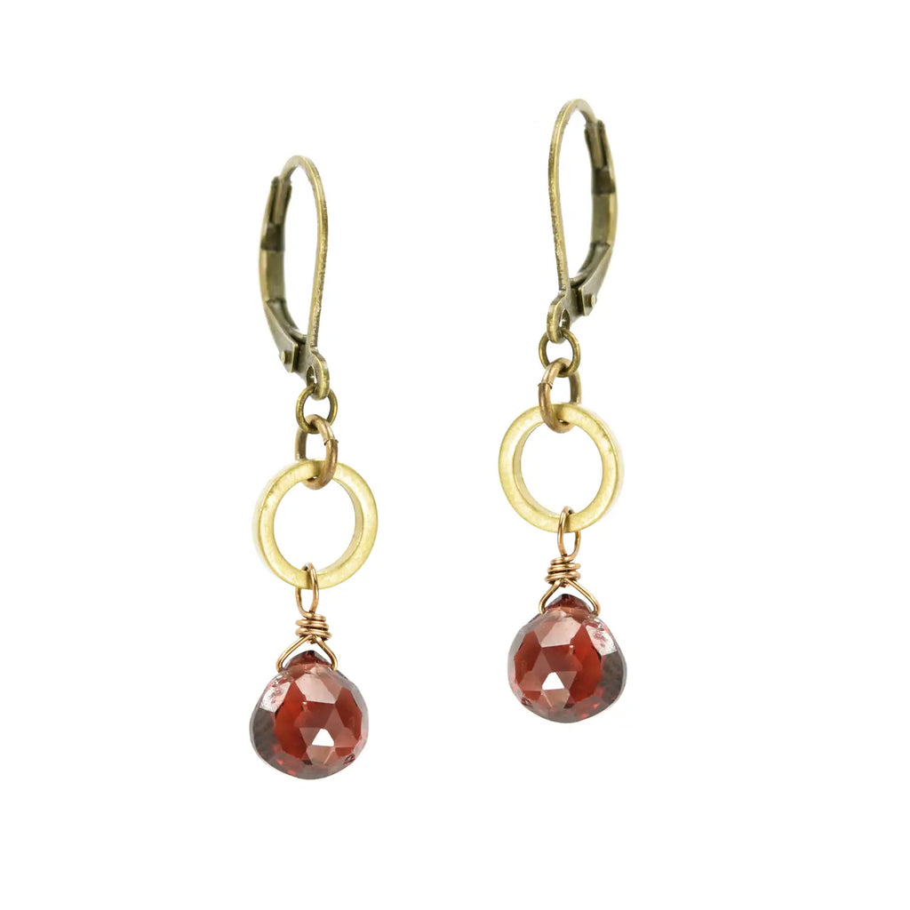 Garnet Circle Earrings