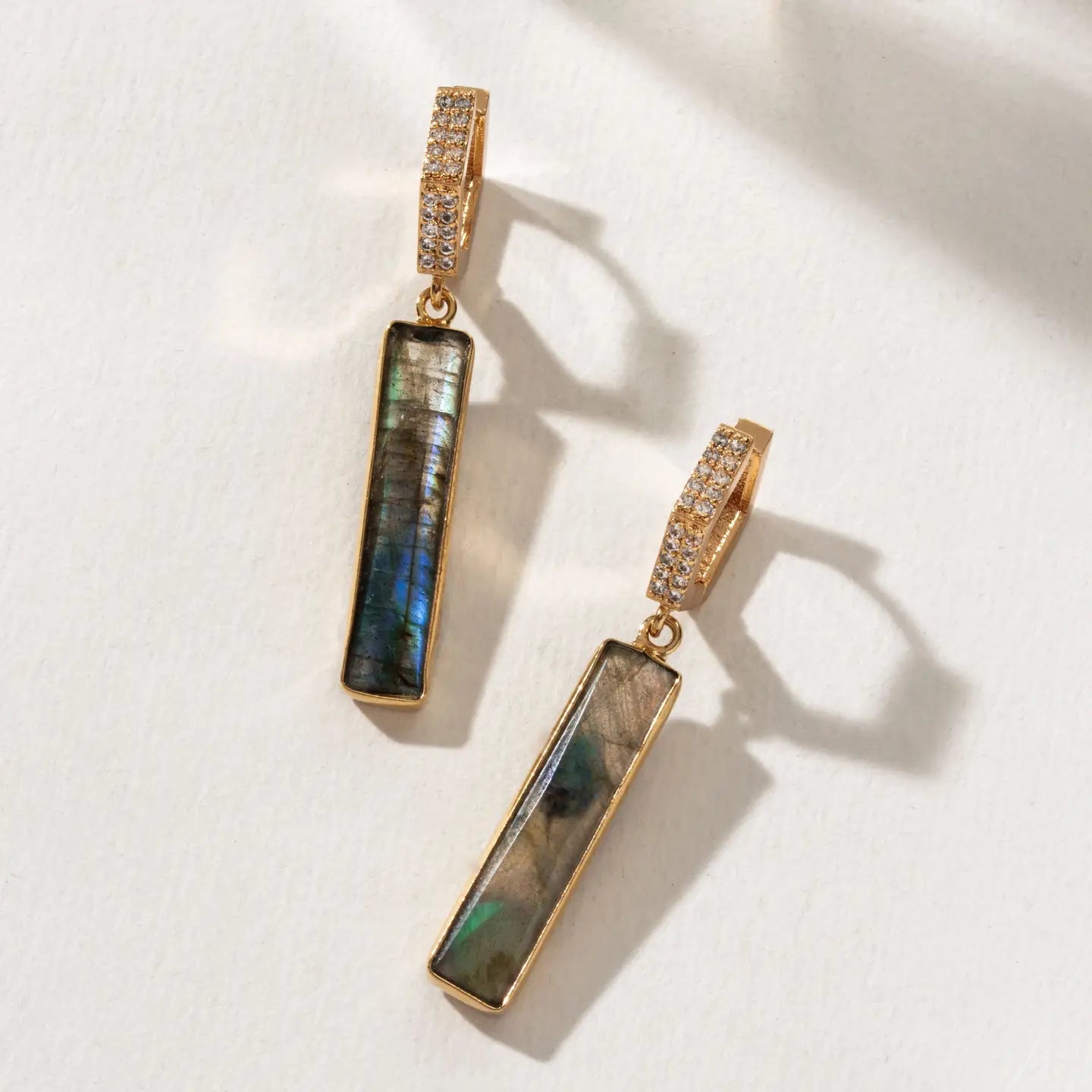 Labradorite Skyscraper Huggie Earring