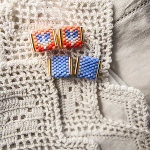 Beaded Handwoven Tulip Stud Duo