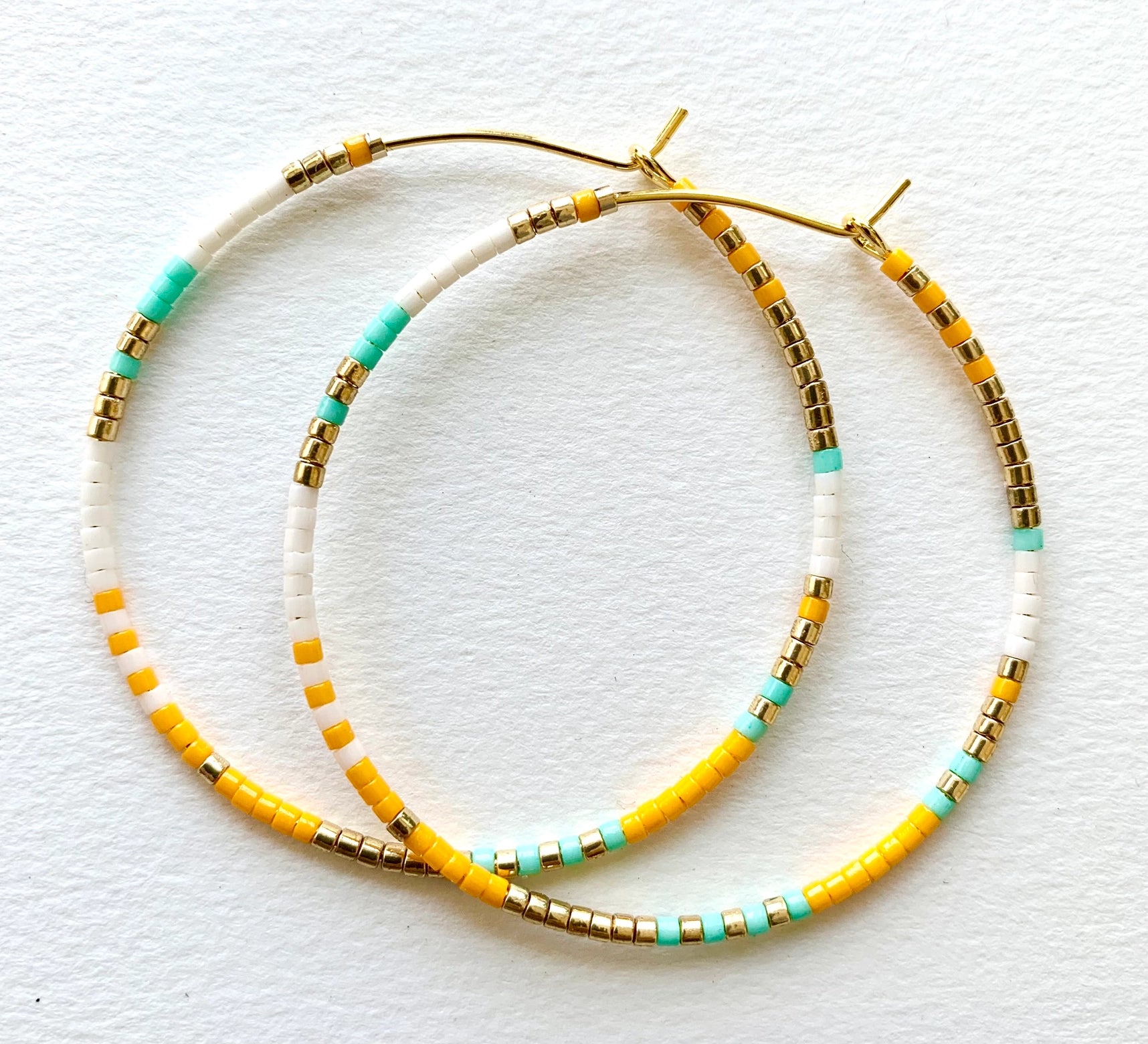 Large Beaded Hoops Earrings